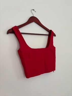 Red Square-Neck Top - Size Medium